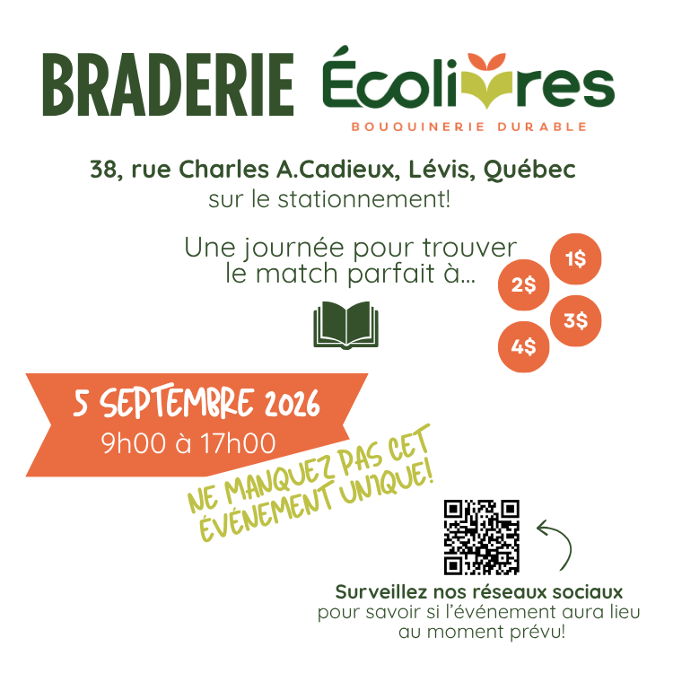 Affiche officielle de la 6e édition de la Braderie Écolivres du 5 septembre 2026
